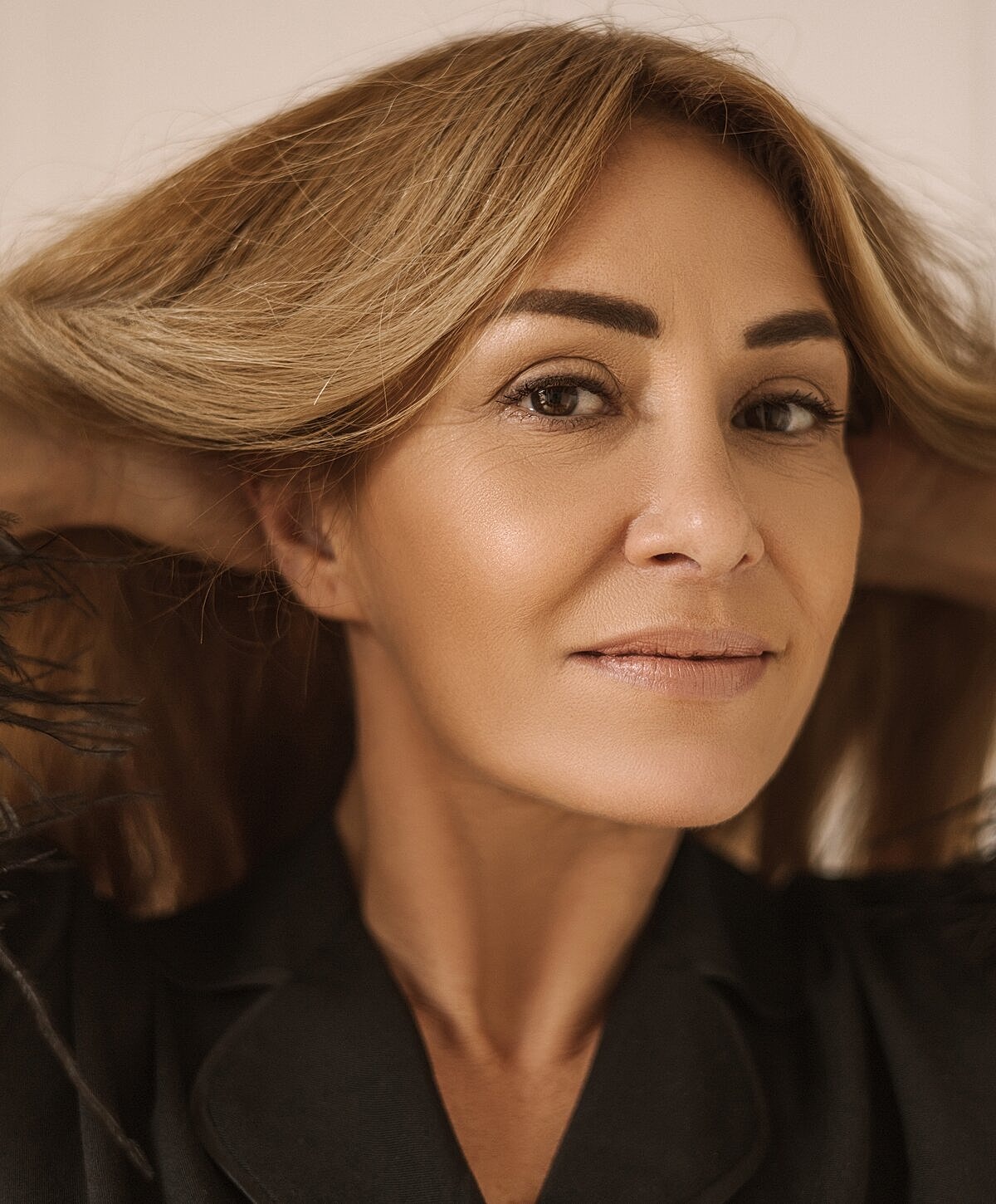 Modern living space with stylish blue chairs