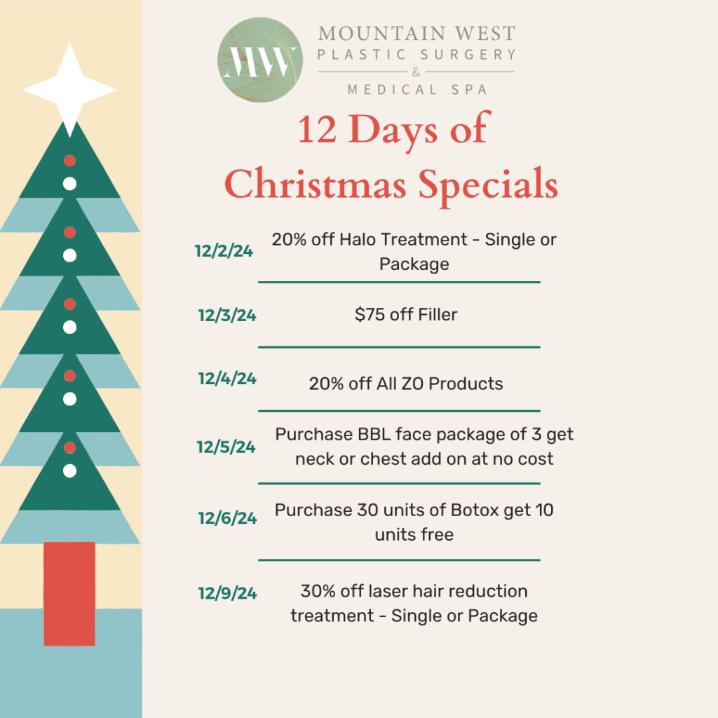 12 Days of Christmas Specials at Mountain West Plastic Surgery and Med Spa.